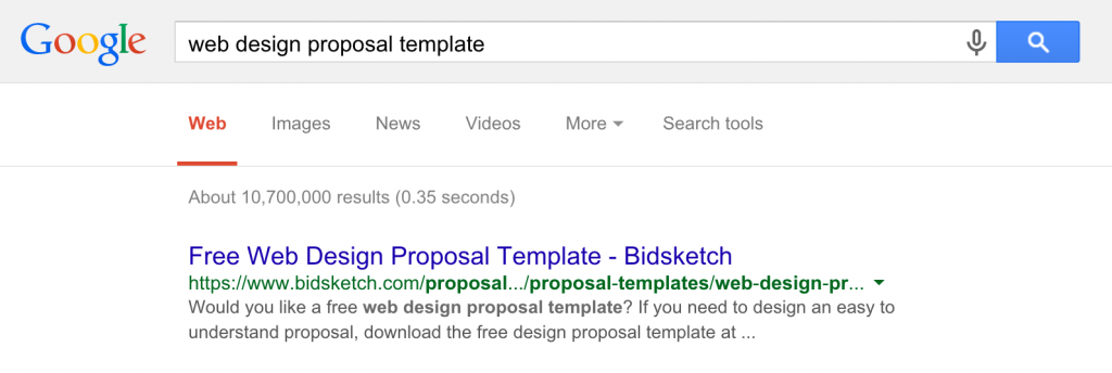 Google "web design proposal template." Who is at the top of the list?