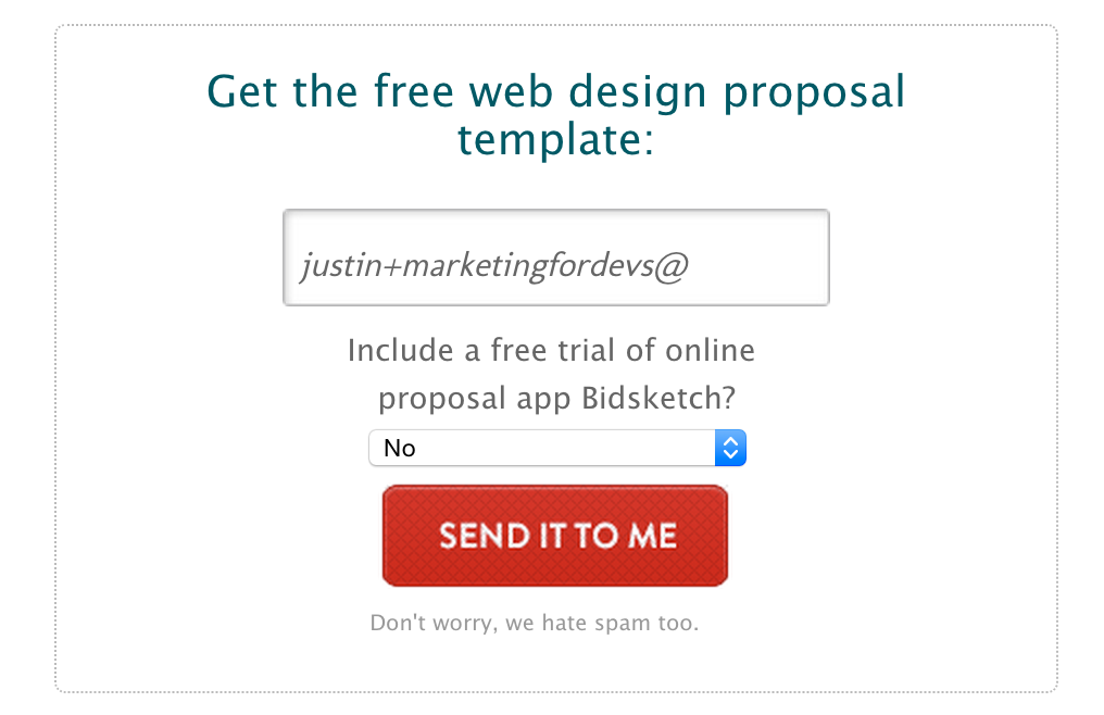 After giving great information on screen, the reader can get the templates sent to their inbox