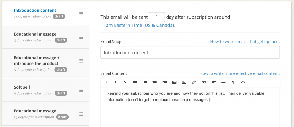 ConvertKit has pre-made email course templates