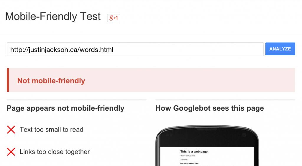 Google's Mobile-Friendly Test